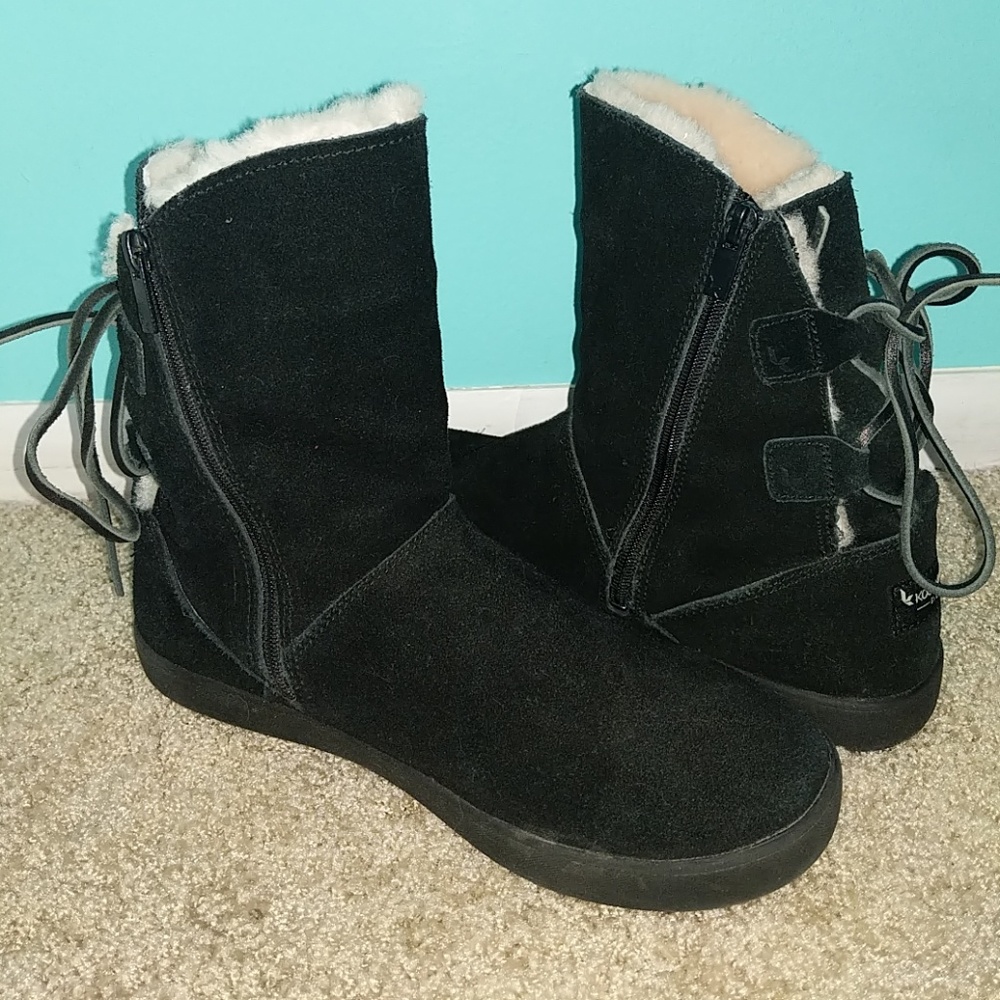 Koolaburra by UGG Suede Tie Back Short Boots - Sha - Picture 1 of 6